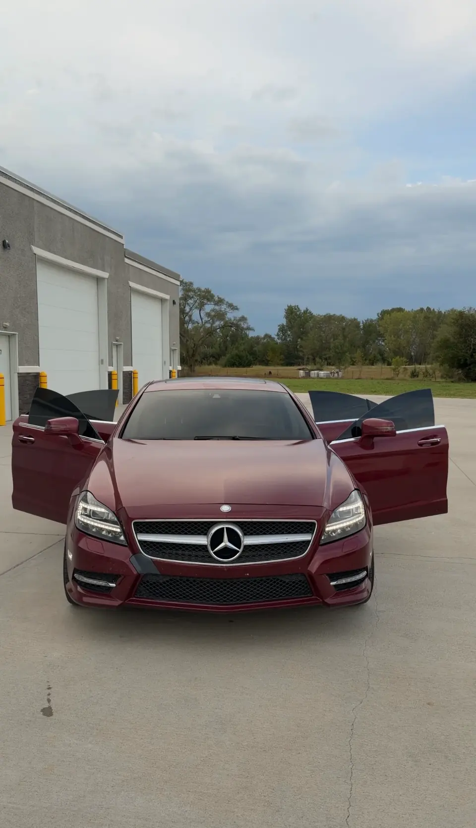 Burgundy Mercedes after automotive window tinting